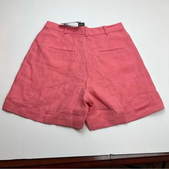 Polo Ralph Lauren Coral Pink 100% Linen Bermuda Shorts Women Size 16 Coastal NEW