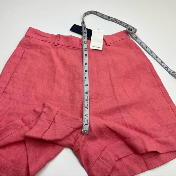 Polo Ralph Lauren Coral Pink 100% Linen Bermuda Shorts Women Size 16 Coastal NEW