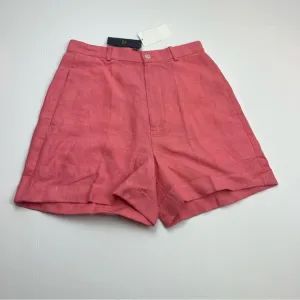 Polo Ralph Lauren Coral Pink 100% Linen Bermuda Shorts Women Size 16 Coastal NEW