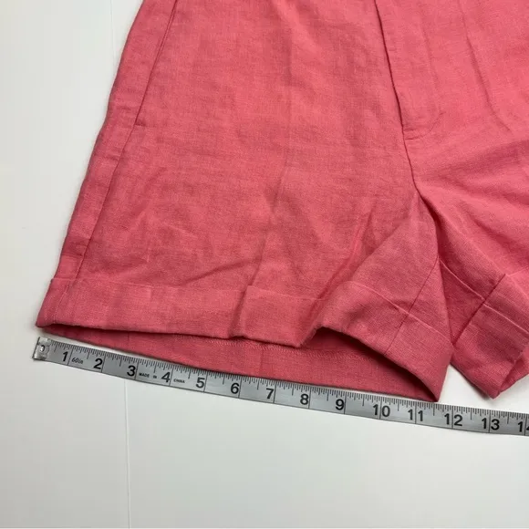 Polo Ralph Lauren Coral Pink 100% Linen Bermuda Shorts Women Size 16 Coastal NEW