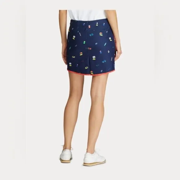 POLO RALPH LAUREN Navy BEACH-PRINT Golf Tennis SKORT Size 2