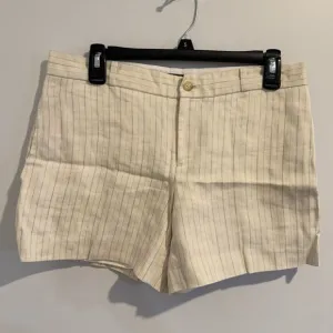 Ralph Lauren Mini Shorts Womens Beige Striped 100% Linen Size 6