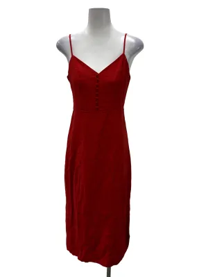 Red V-Neck Midi Cami Dress TEM