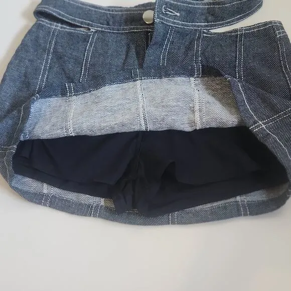 Revolve h:ours Womens Altagracia Linen Blend Cut Out Chambray Skort SZ XS NWOT