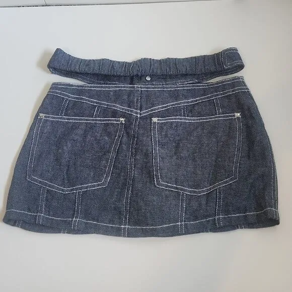 Revolve h:ours Womens Altagracia Linen Blend Cut Out Chambray Skort SZ XS NWOT