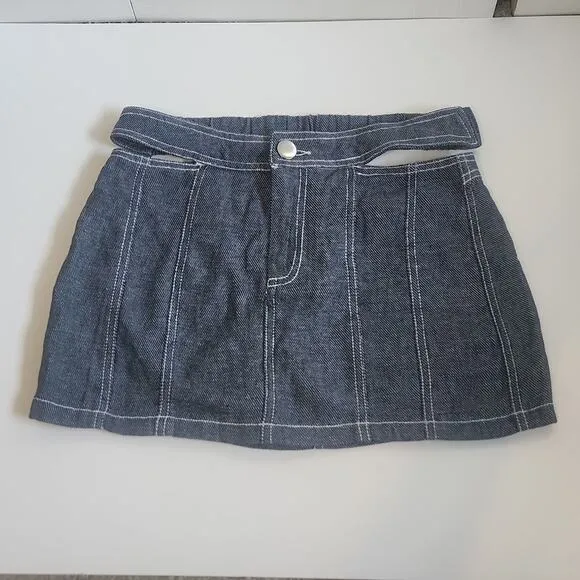 Revolve h:ours Womens Altagracia Linen Blend Cut Out Chambray Skort SZ XS NWOT