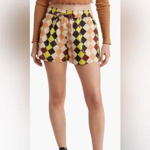 RVCA NWT Greenpacha Cusco Diamond Print Elastic Waist Shorts XS $78
