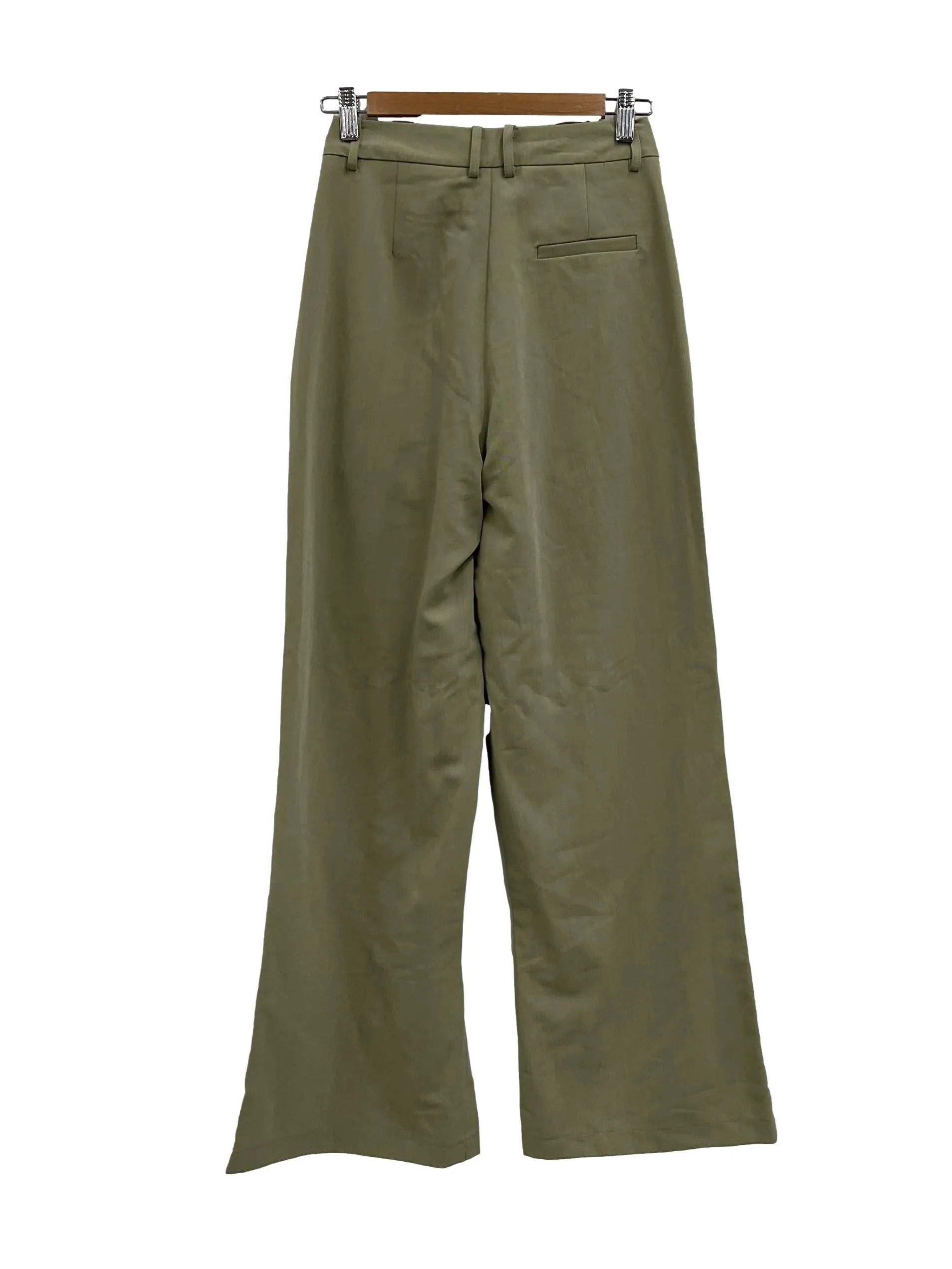 Sage Green Pleated Button Pants