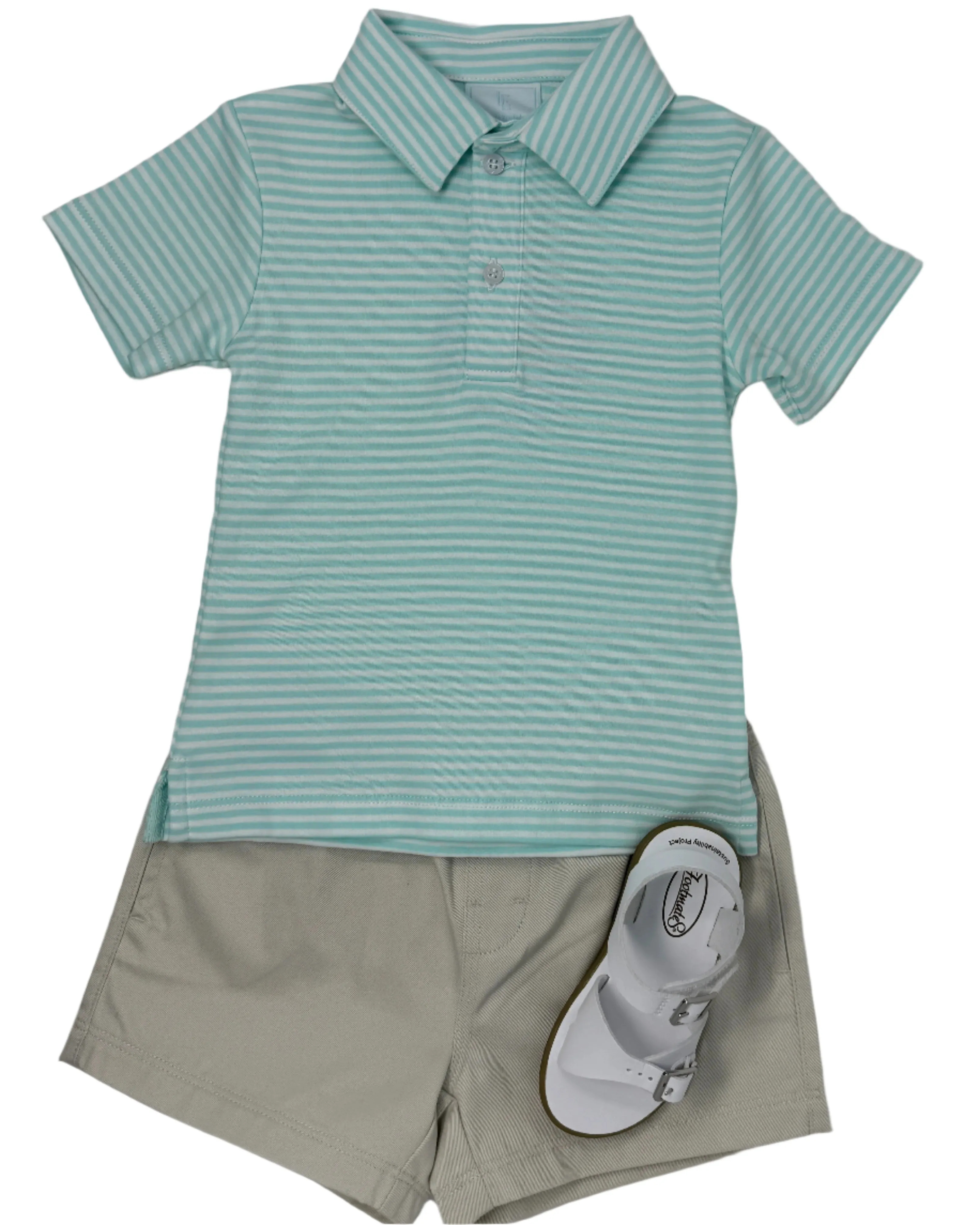 Short Sleeve Polo - Aqua Stripe