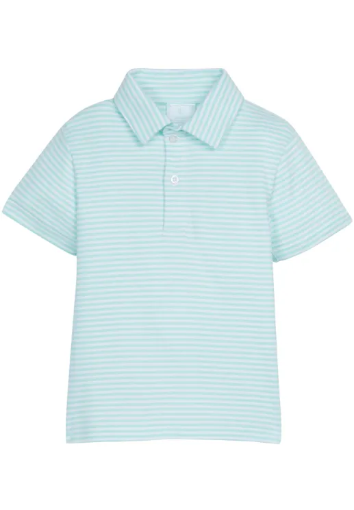 Short Sleeve Polo - Aqua Stripe