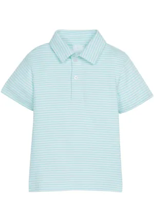 Short Sleeve Polo - Aqua Stripe