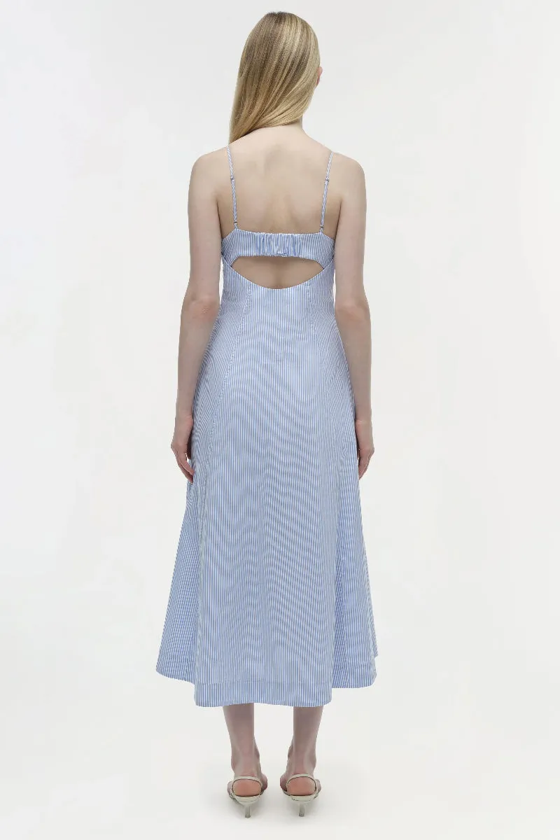 SIMKHAI - Honor Cami Midi Dress in Blue Hydrangea Stripe