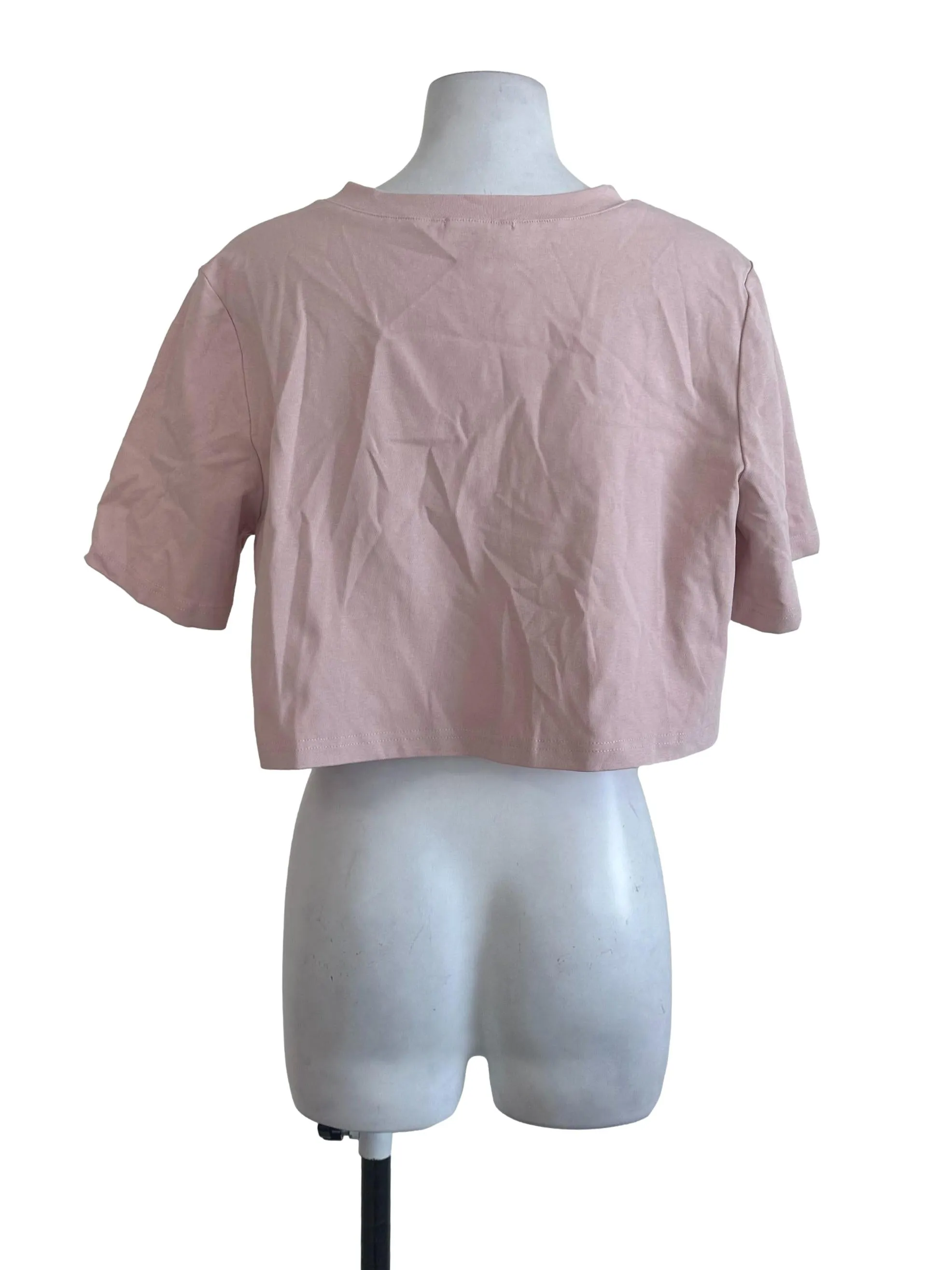 Soft Pink Plain Short Sleeve Crop Top