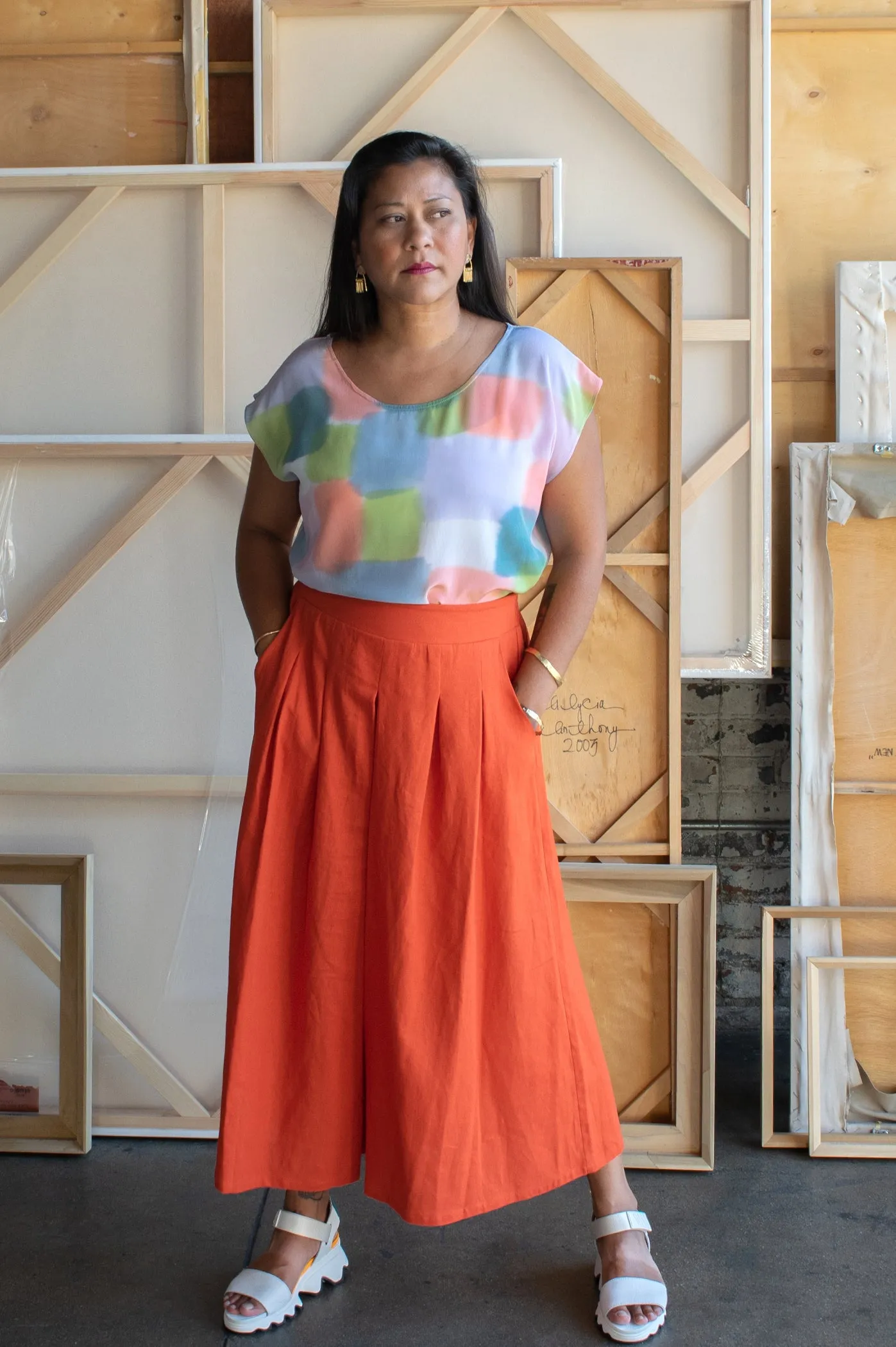 Solid Lagos Culottes - Persimmon