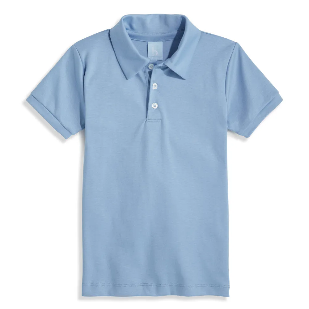 Solid Short Sleeve Pima Polo -- Denim Blue