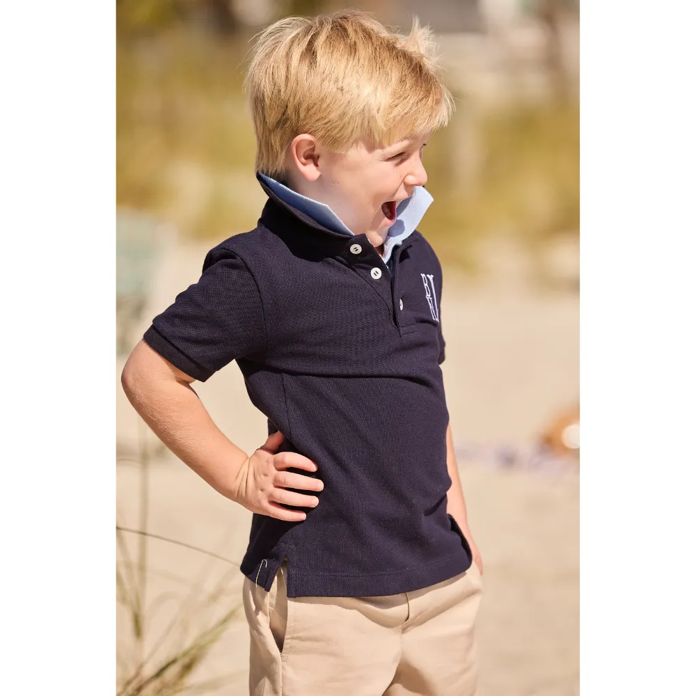 Solid Short Sleeve Pima Polo -- Navy