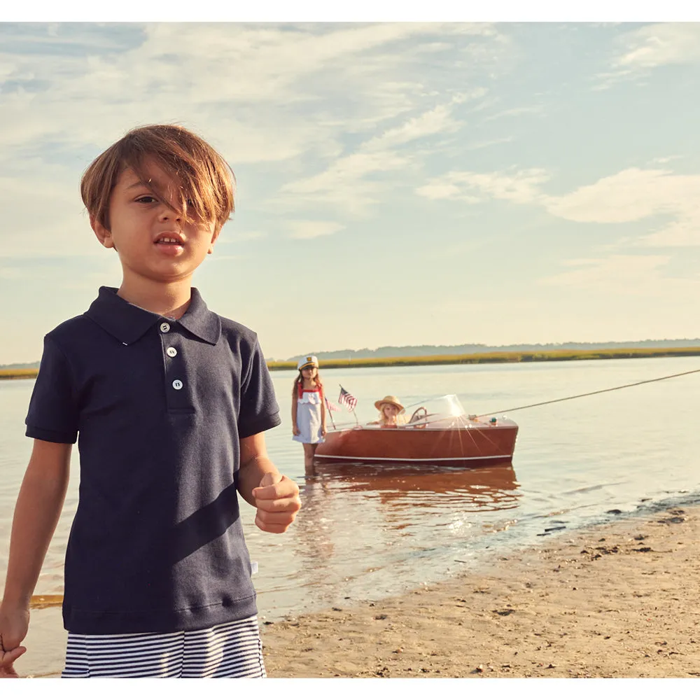 Solid Short Sleeve Pima Polo -- Navy
