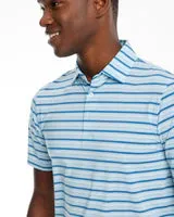 SOUTHERN TIDE BRRR°®-EEZE BASIN STRIPED PERFORMANCE POLO SHIRT - BRISK BLUE