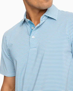 SOUTHERN TIDE BRRR°®-EEZE SHORES STRIPED PERFORMANCE POLO SHIRT - CLASSIC WHITE