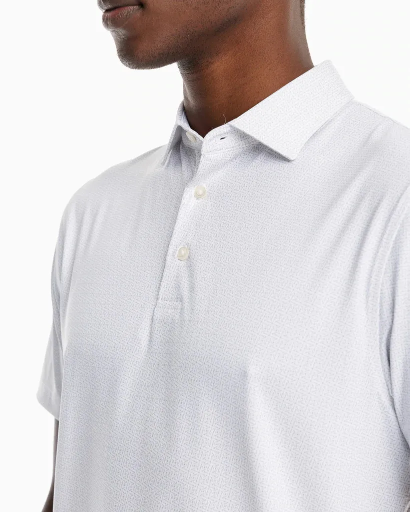SOUTHERN TIDE DRIVER PINE RIDGE PRINTED PERFORMANCE POLO SHIRT - CLASSIC WHITE