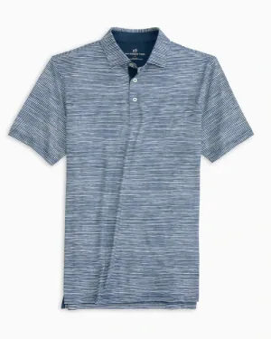 SOUTHERN TIDE DRIVER TIDAL STRIPED PERFORMANCE POLO SHIRT - ADMIRAL BLUE