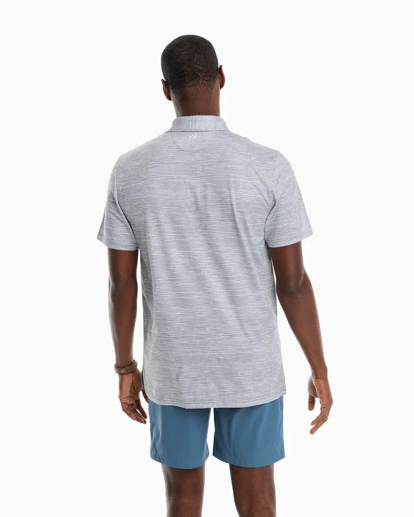 SOUTHERN TIDE DRIVER TIDAL STRIPED PERFORMANCE POLO SHIRT - STEEL GREY