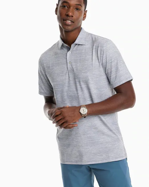 SOUTHERN TIDE DRIVER TIDAL STRIPED PERFORMANCE POLO SHIRT - STEEL GREY
