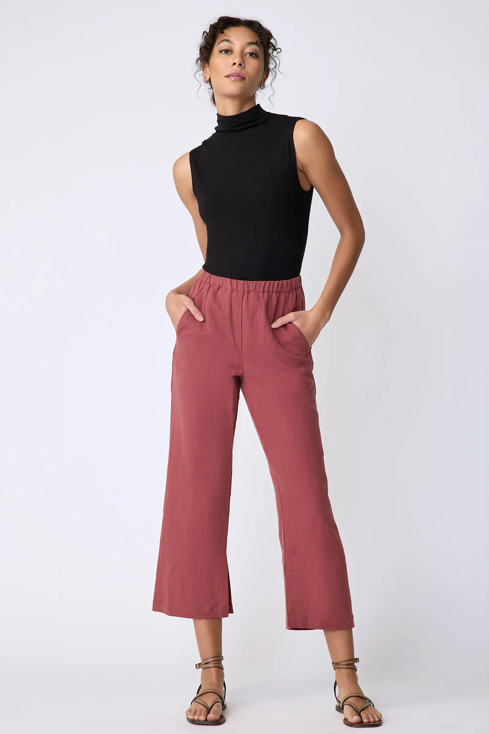 Split Hem Capri - Terracotta