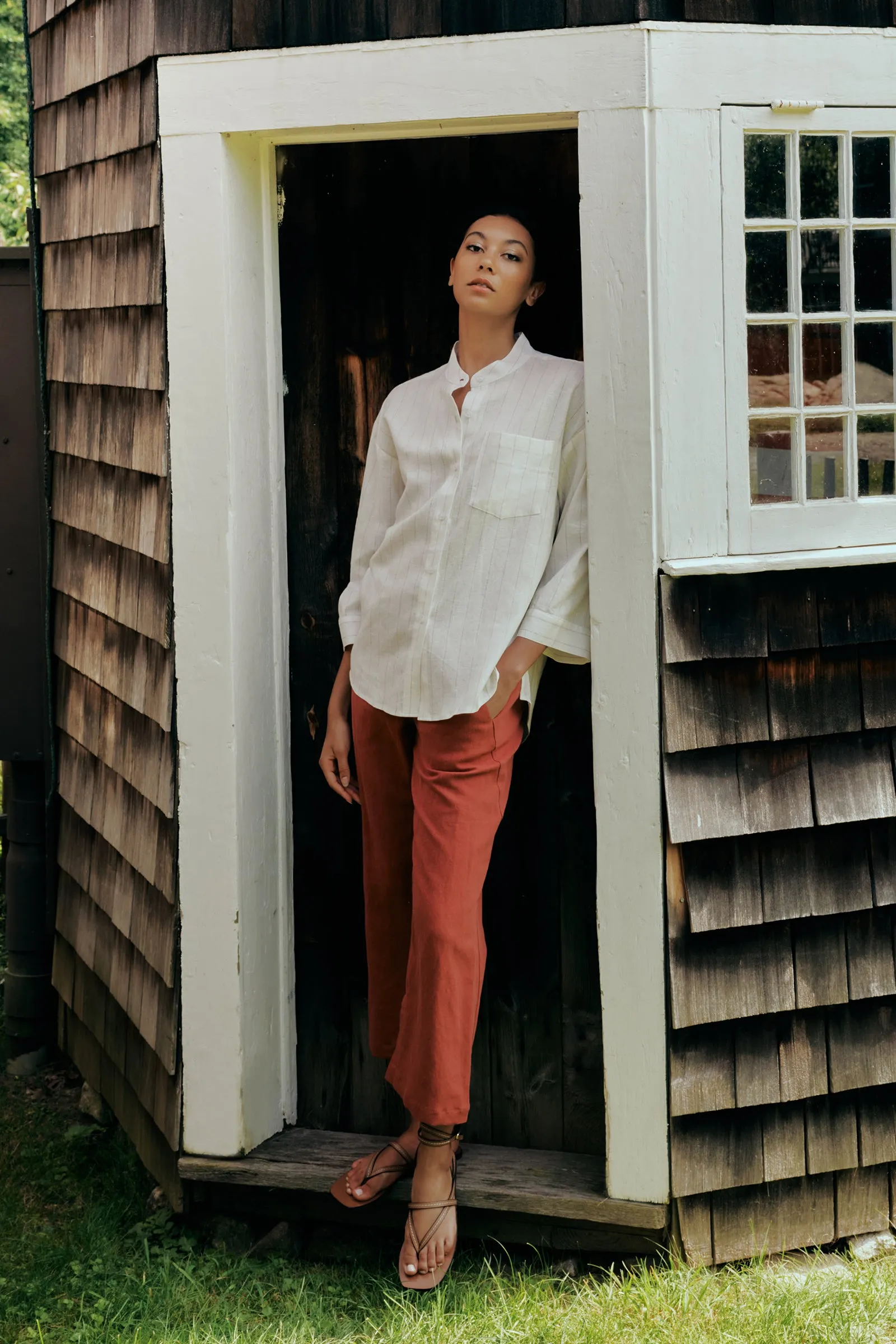 Split Hem Capri - Terracotta