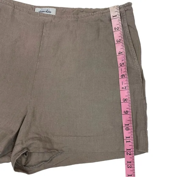 Steven Alan Flat Front Linen Shorts in Taupe/Tan Size 8