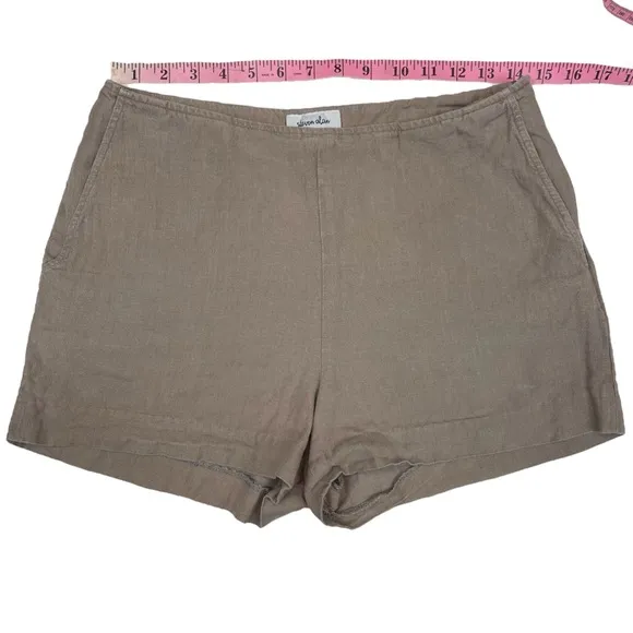 Steven Alan Flat Front Linen Shorts in Taupe/Tan Size 8