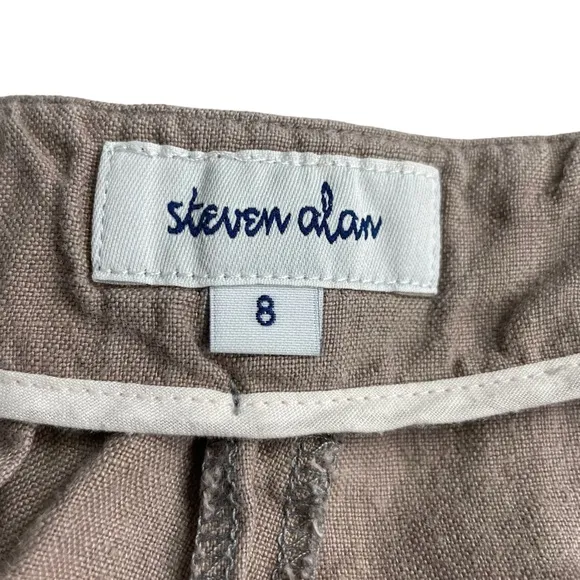Steven Alan Flat Front Linen Shorts in Taupe/Tan Size 8