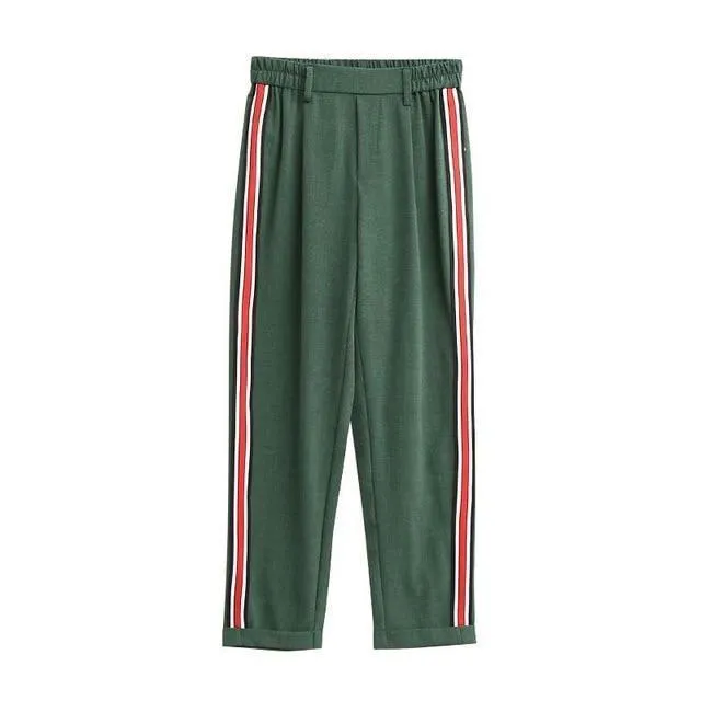 Striped Elastic Waist Pants