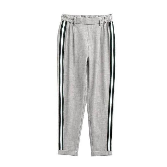 Striped Elastic Waist Pants