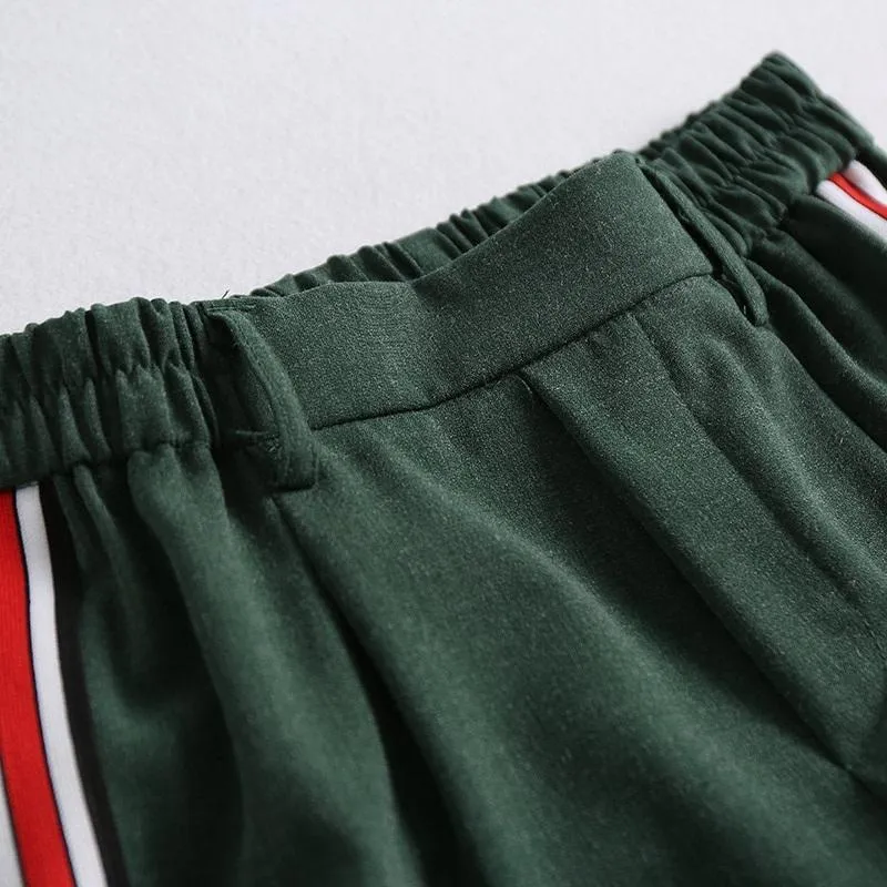 Striped Elastic Waist Pants