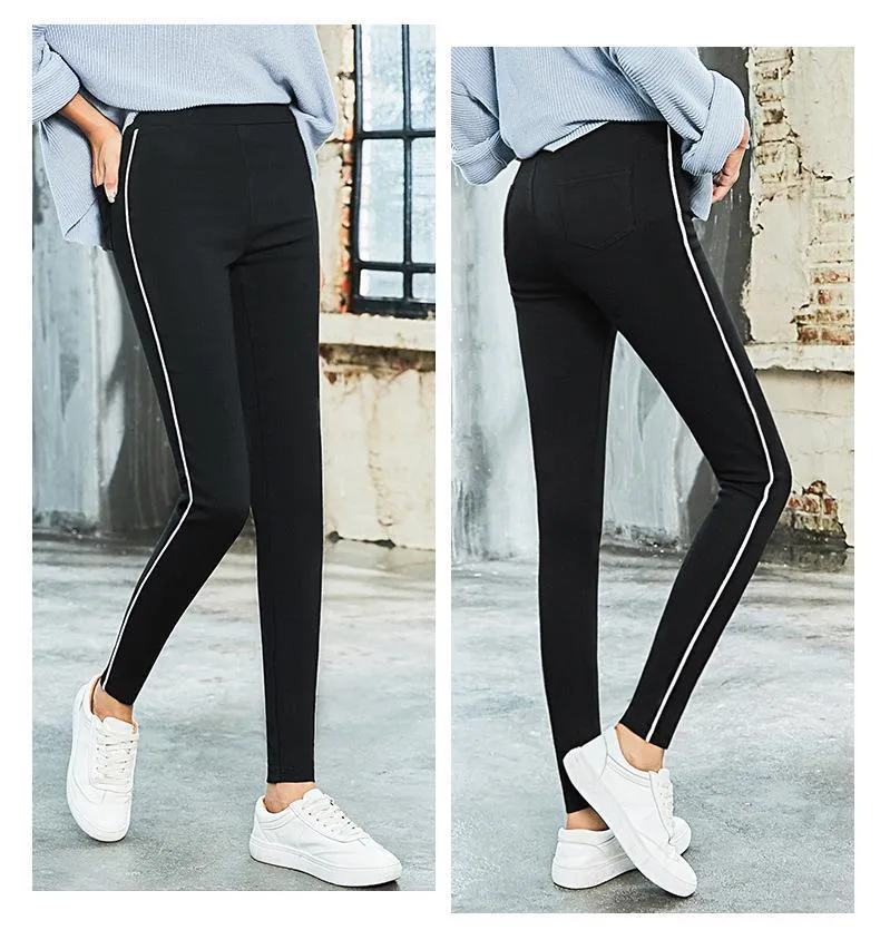 Striped Elastic Waist Pencil Pants