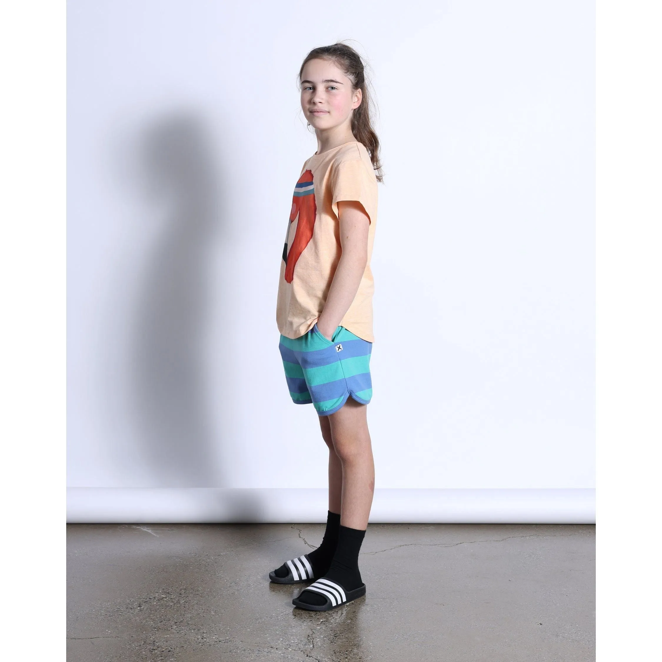 Striped Sport Short- Midnight/Green Stripe
