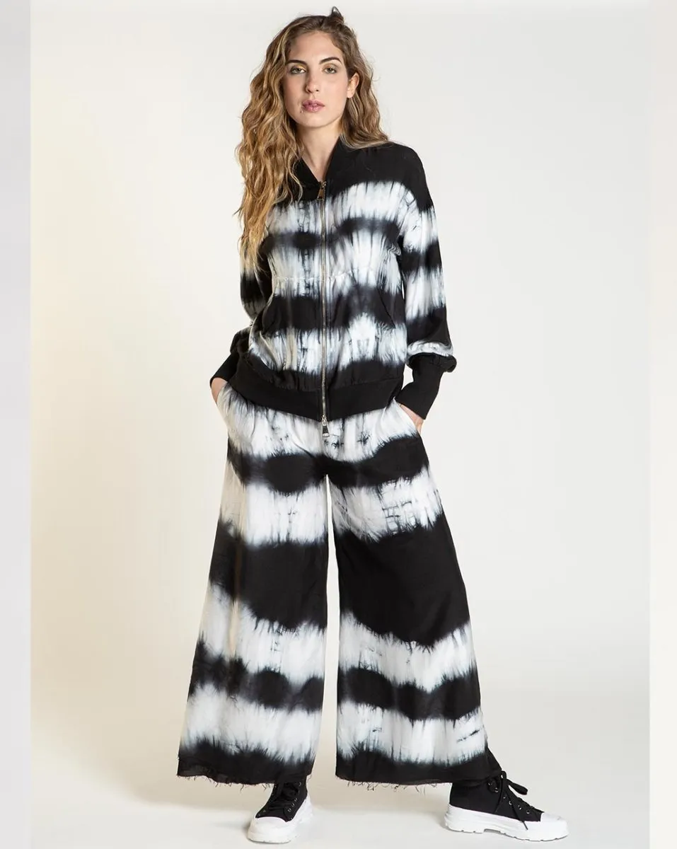 Striped Tie-Dye Elastic Waist Pant