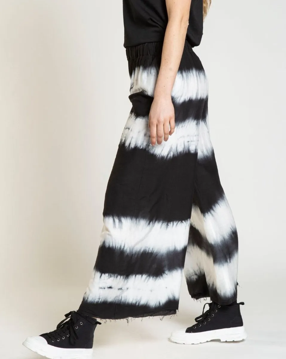 Striped Tie-Dye Elastic Waist Pant