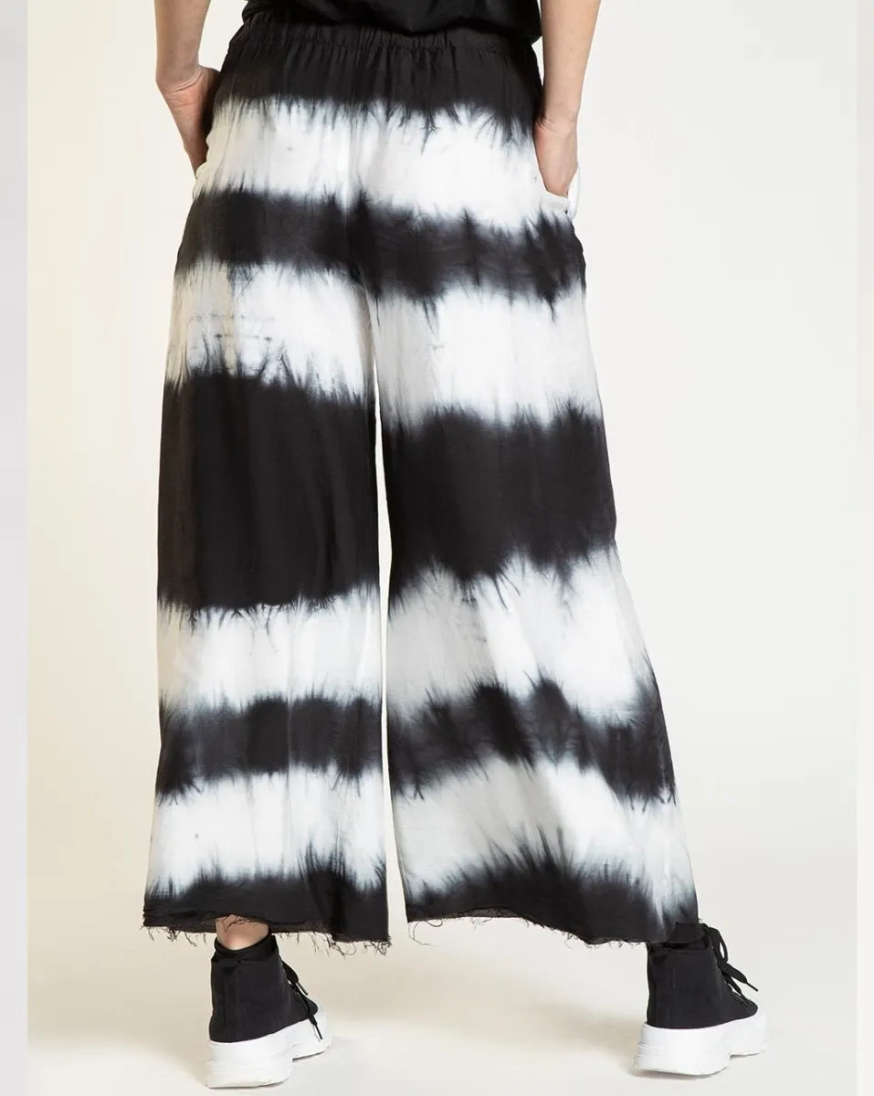 Striped Tie-Dye Elastic Waist Pant