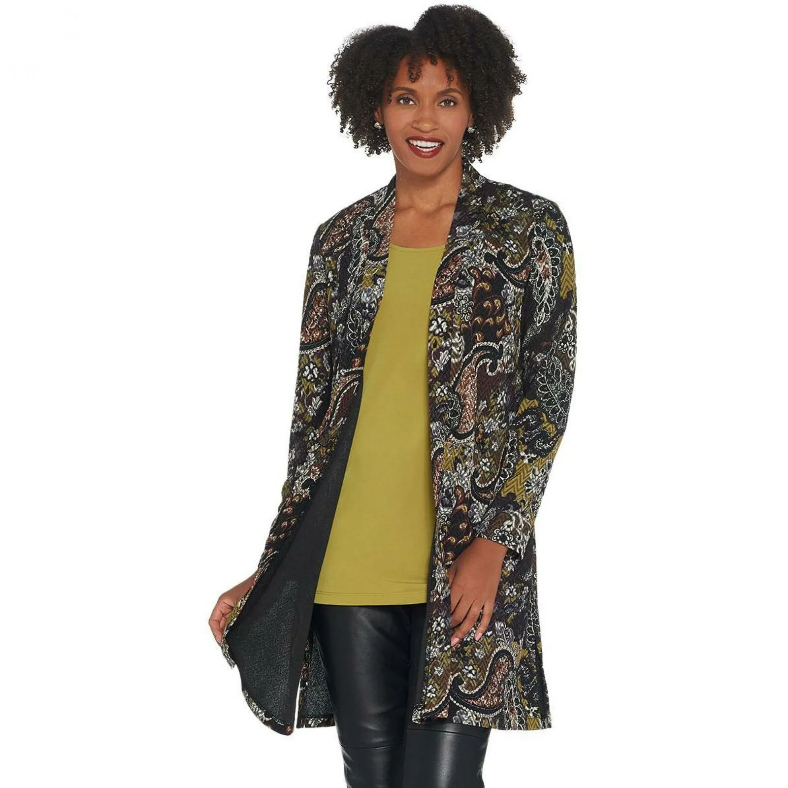 Susan Graver Women's Novelty Tapestry Knit Duster And Knit Tank Set