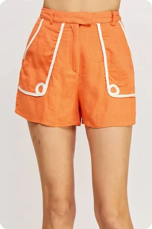 TANGERINE LINEN BREEZE SHORTS