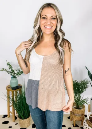 Taupe Color Block Knit Cami