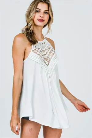 Tessa Crochet Tank Top | Off White