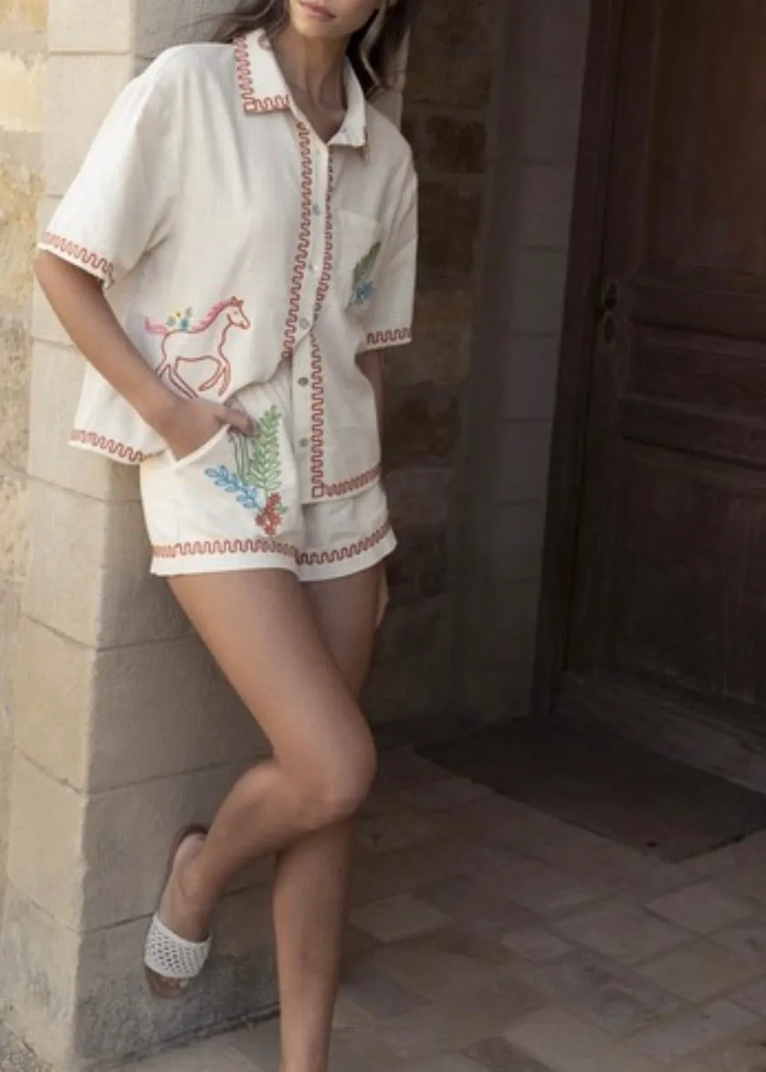 Thousand Palms Print Shirt and Short Set