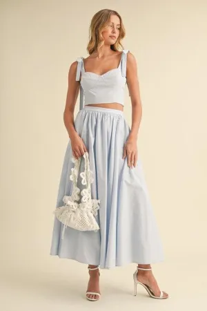 TOP WITH BOW DETAILS AND LONG FULL MIDI SKIRT SET