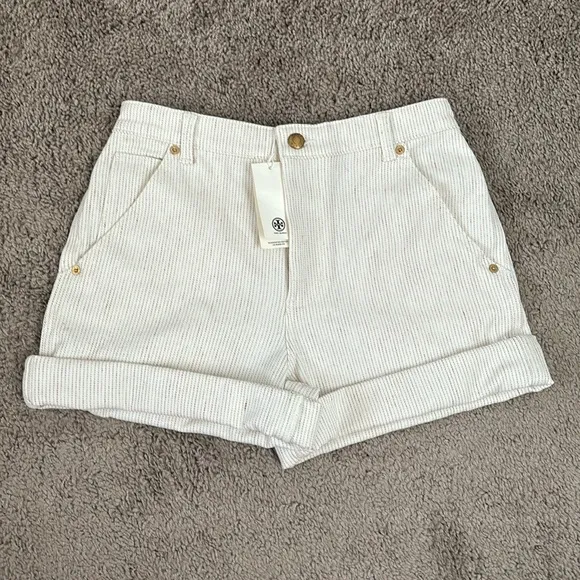 Tory Burch NWT Stripped Linen shorts Size 2