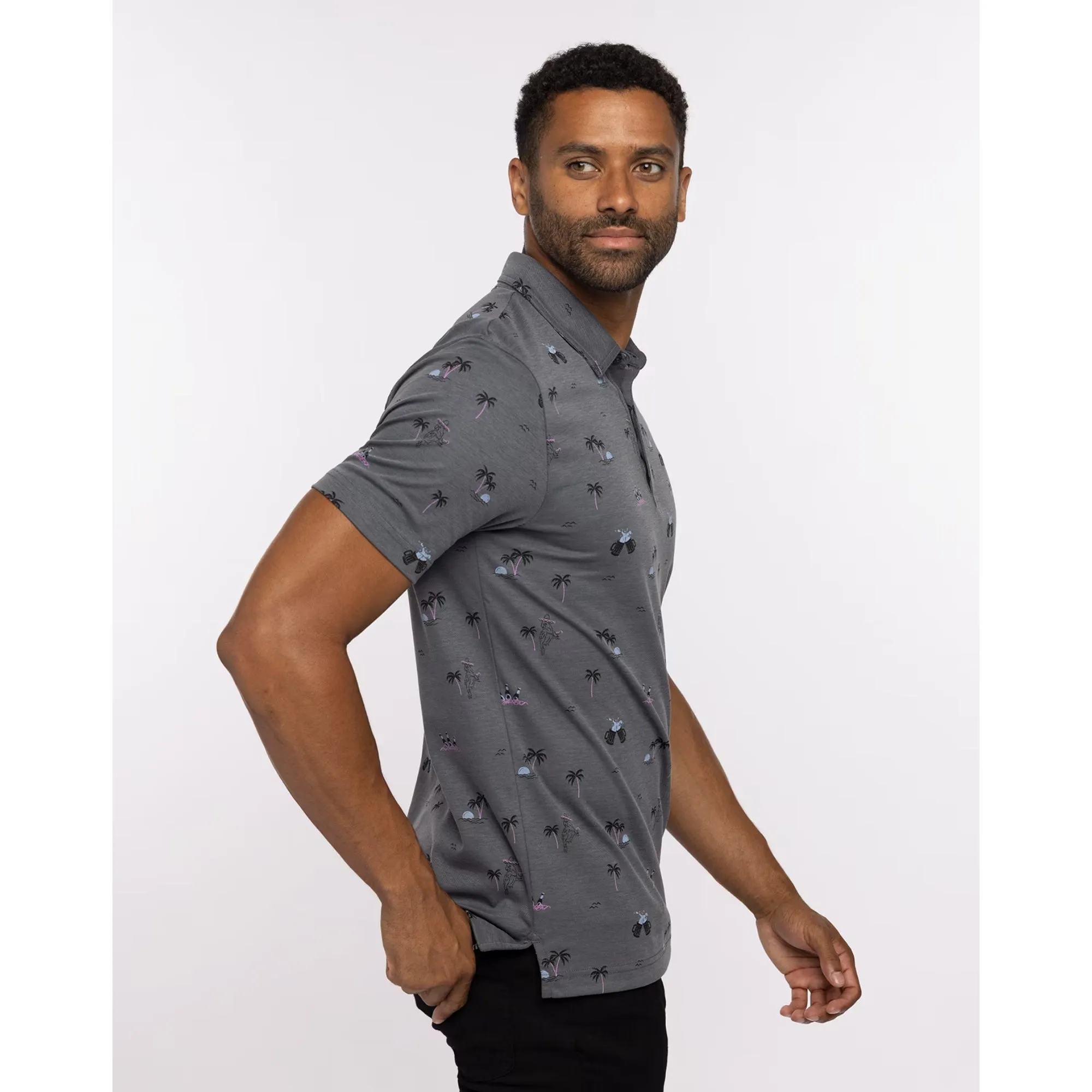 TRAVIS MATHEW MENS ENSENADA POLO - HEATHER DARK GREY