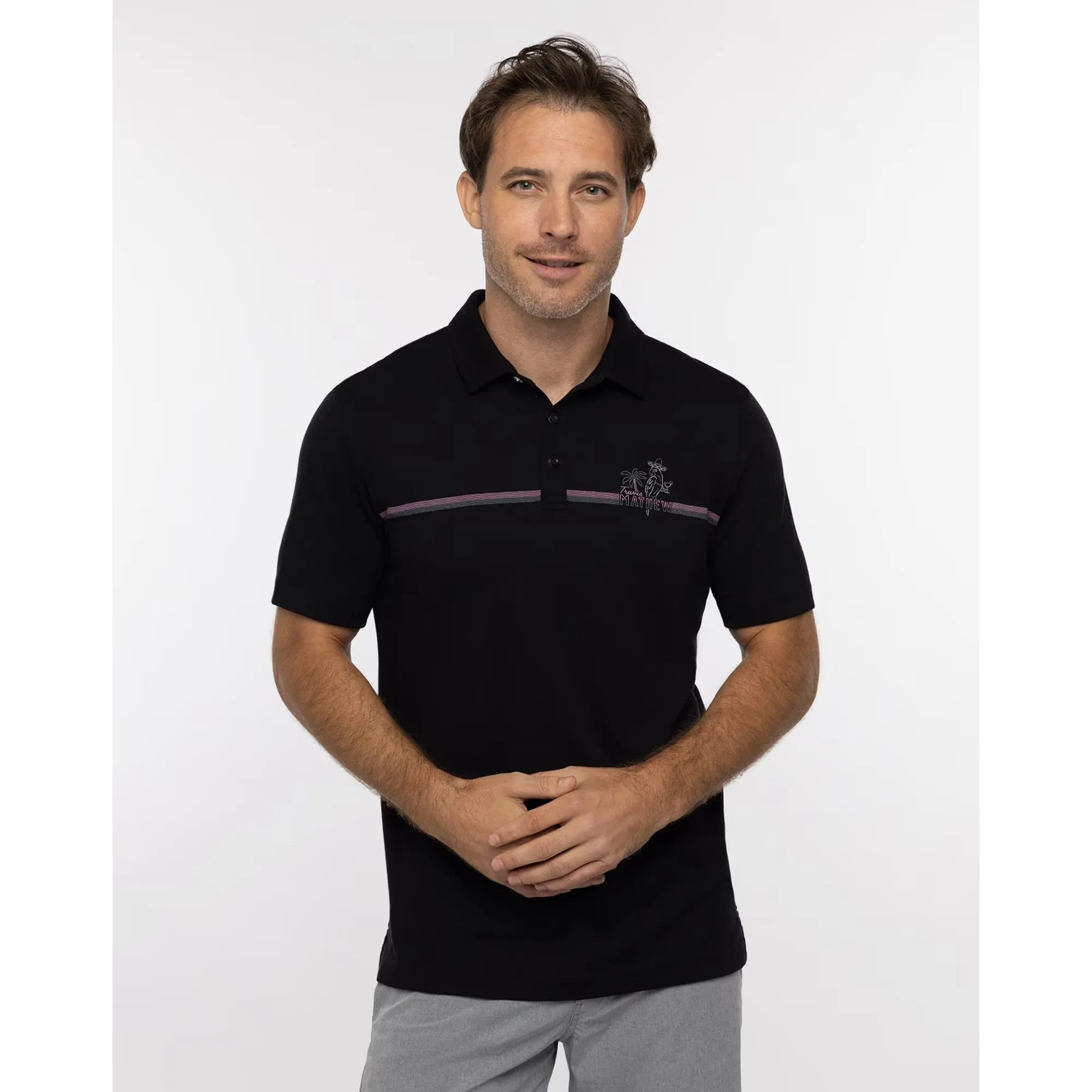 TRAVIS MATHEW MENS HIGH SURF POLO - BLACK