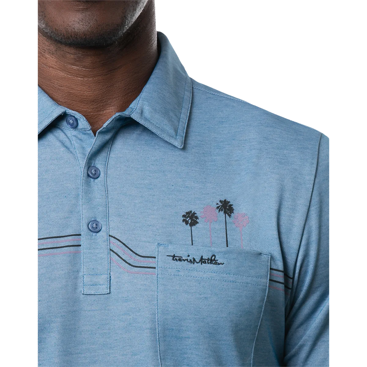 TRAVIS MATHEW MENS MAX BET POLO - HEATHER BLUE SAPPHIRE